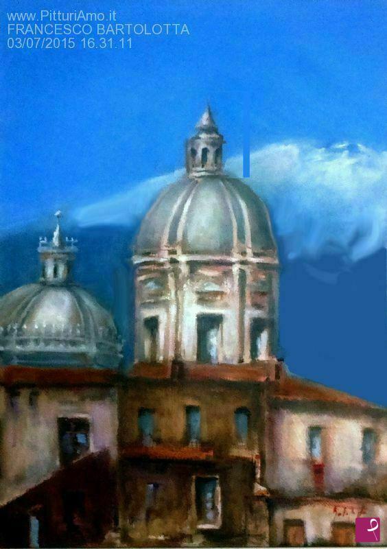 quadri in vendita online - CATTEDRALE CON VISTA ETNA