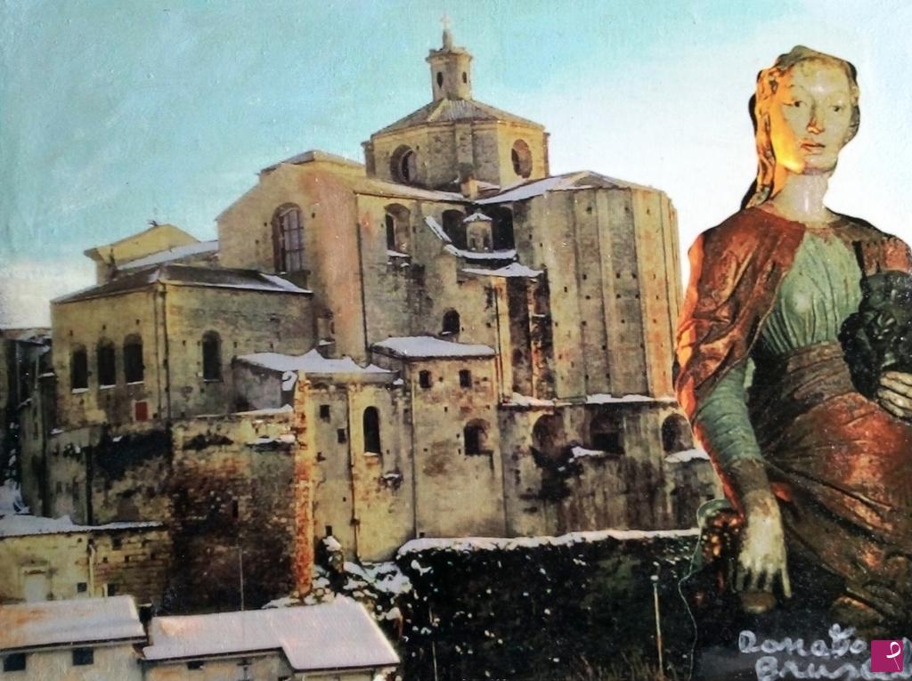 quadri in vendita online - Cattedrale di Irsina con Statua del Mantegna