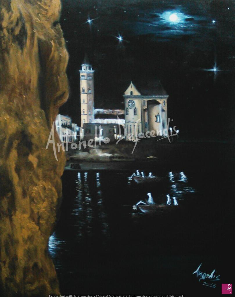 quadri in vendita online - Cattedrale Trani al chiaro di luna - codice archivio AD-SN-2016 