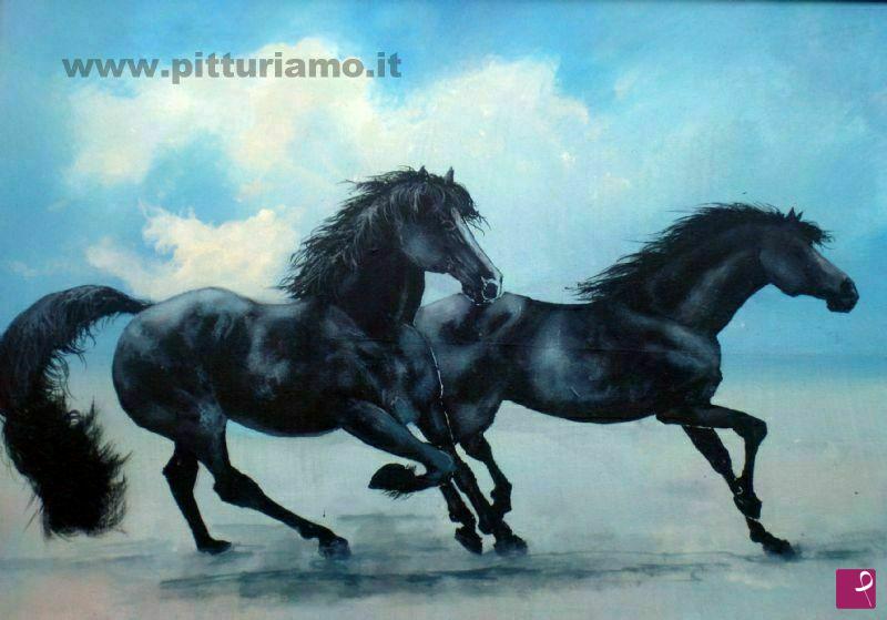 quadri in vendita online - cavalli neri