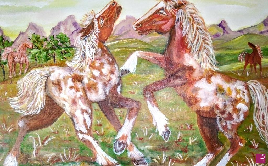 quadri in vendita online - Cavalli selvaggi