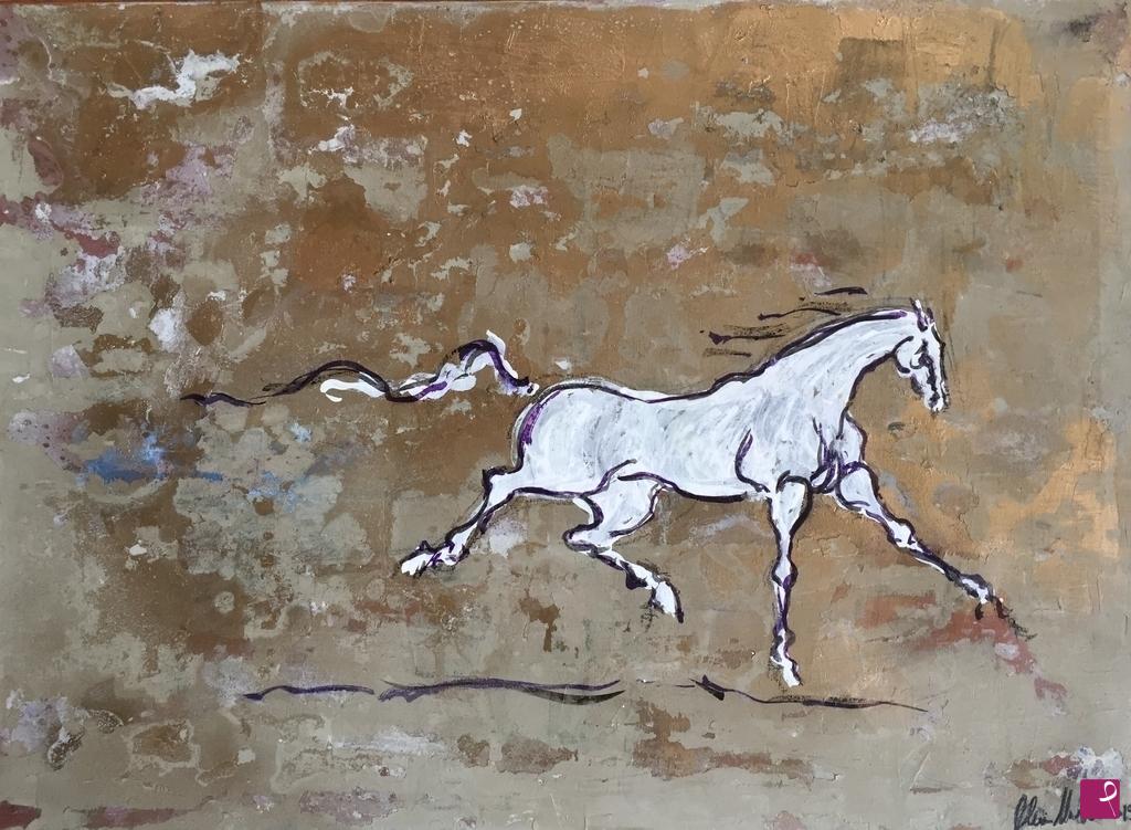 quadri in vendita online - cavallo al galoppo nel deserto