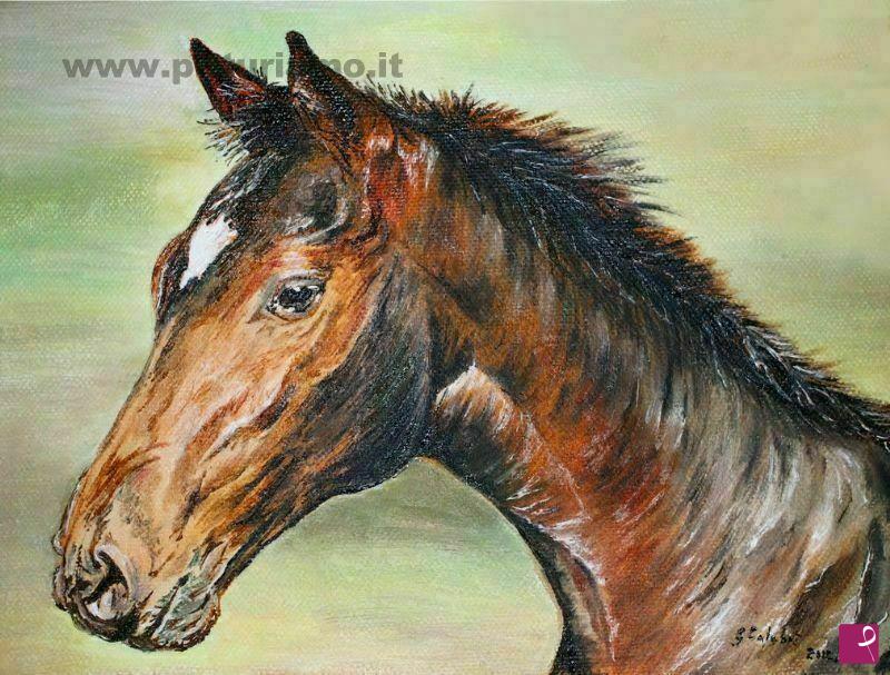 quadri in vendita online - Cavallo baio