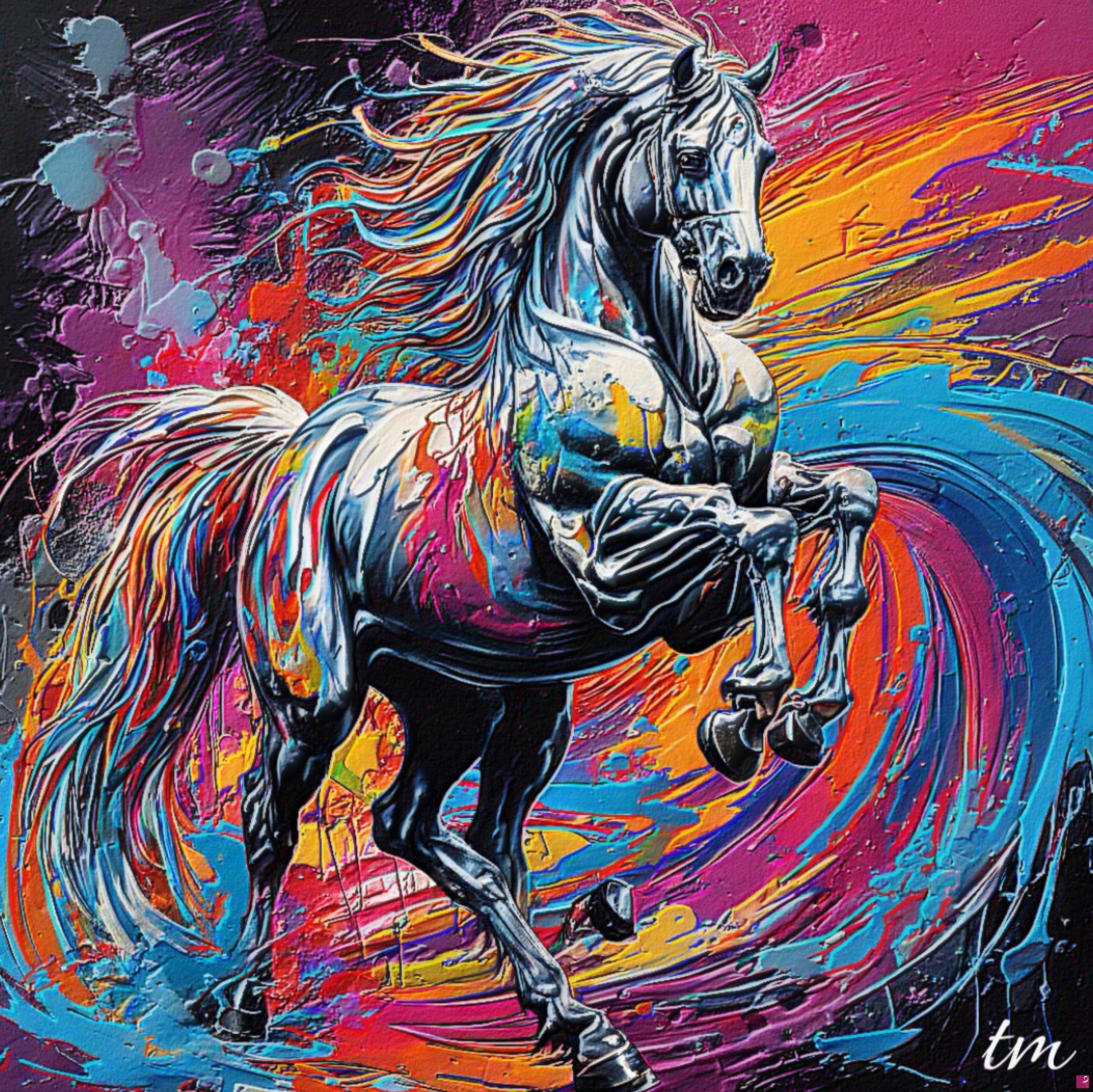 quadri in vendita online - Cavallo Bianco a colori 