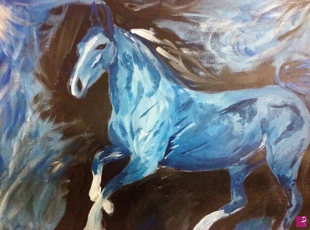 quadri in vendita online - Cavallo blu