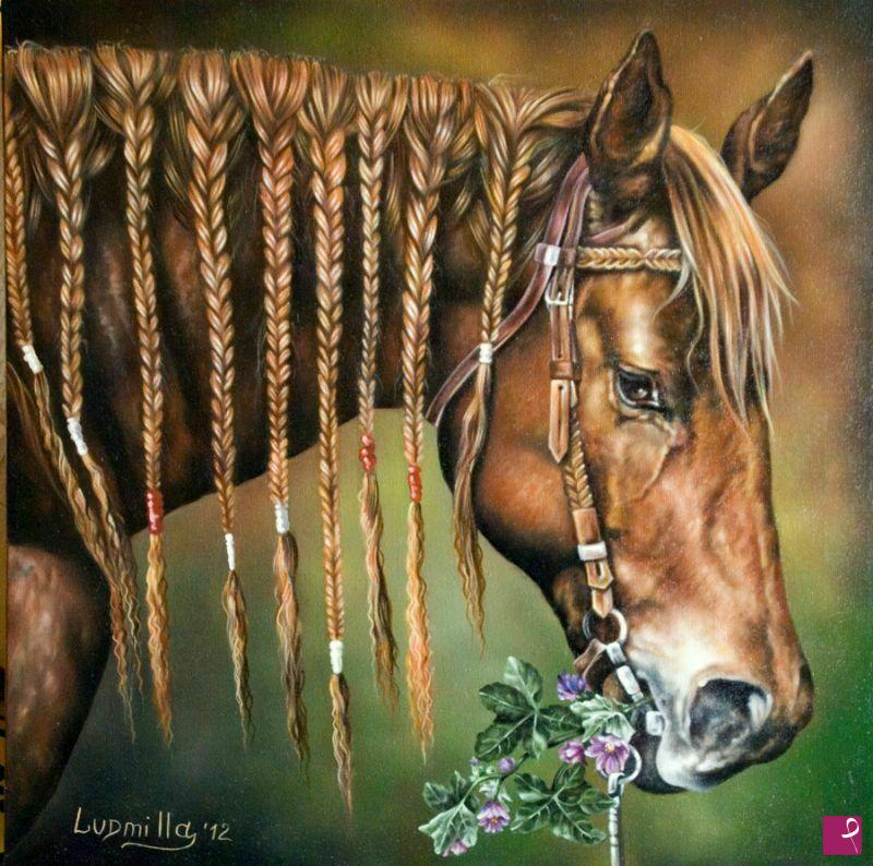 quadri in vendita online - Cavallo con treccine