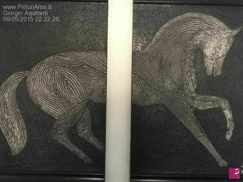 quadri in vendita online - cavallo due pezzi monocromia