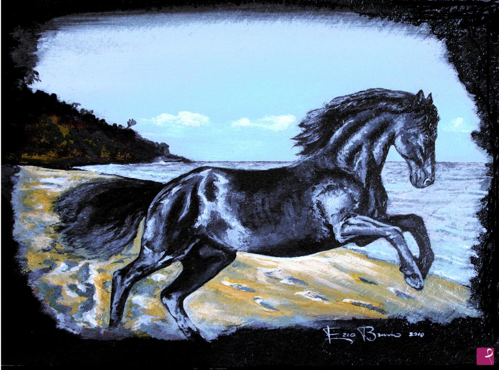 quadri in vendita online - Cavallo nero