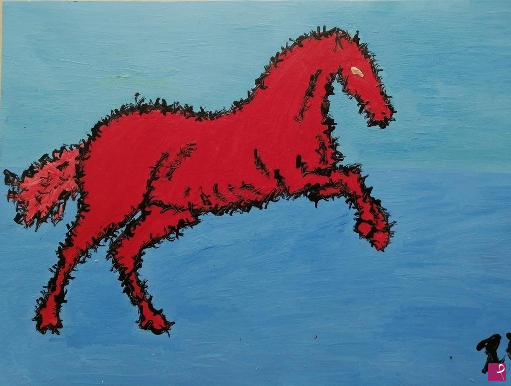 quadri in vendita online - CAVALLO ROSSO (30 X 42; OLIO SU CARTA)