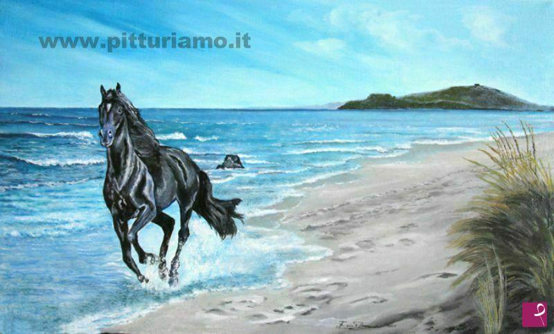 quadri in vendita online - Cavallo su spiaggia
