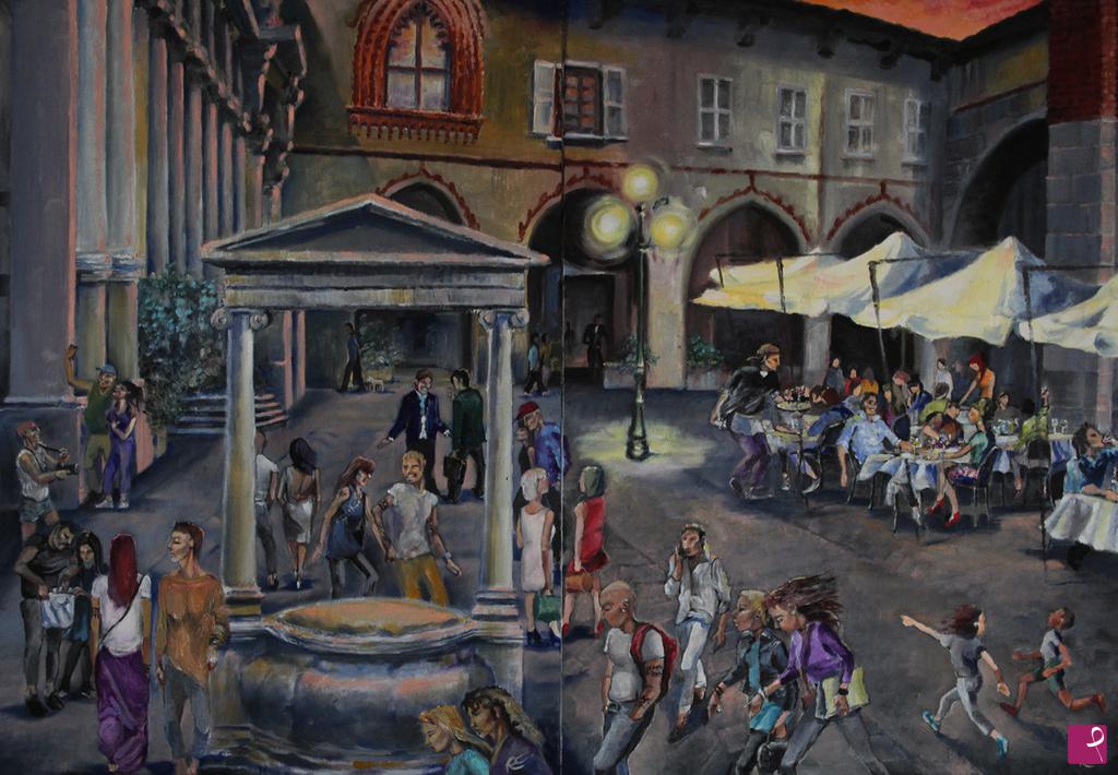 quadri in vendita online - Cena in piazza Mercanti