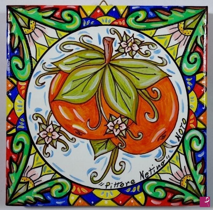 quadri in vendita online - Ceramica artistica siciliana - collezione 2020 n. ° 3  serie : souvenir siciliani