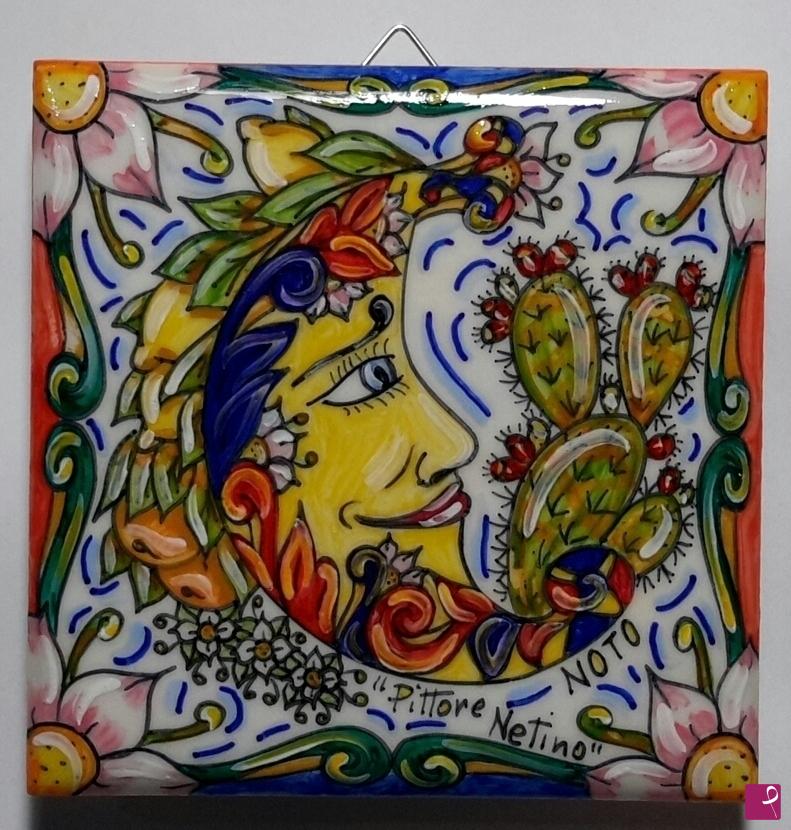 quadri in vendita online - Ceramica artistica siciliana - collezione 2021 n.° 15  serie: souvenir siciliani
