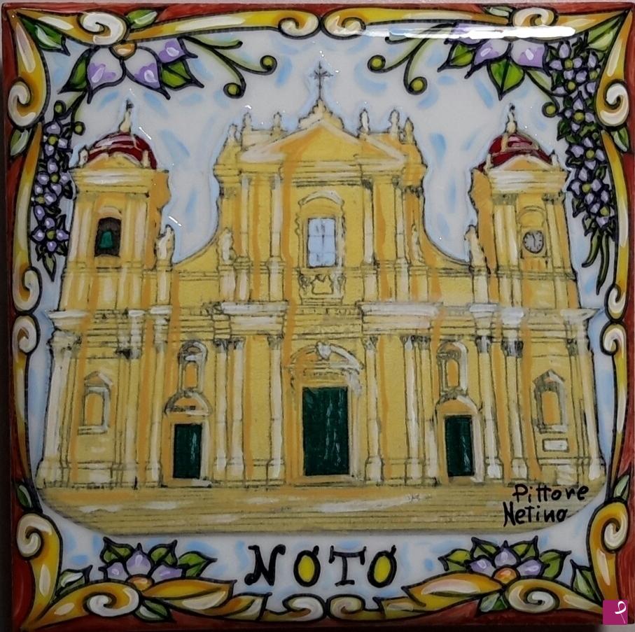quadri in vendita online - Ceramica artistica siciliana - collezione 2021 n.° 35  serie : souvenir siciliani
