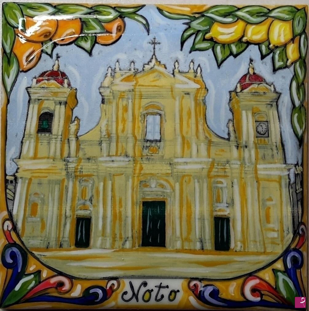quadri in vendita online - Ceramica artistica siciliana - collezione 2022 n.° 5  serie : souvenir  siciliani 