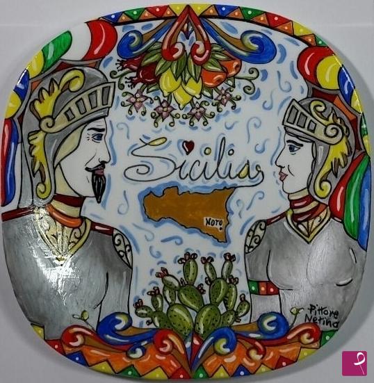 quadri in vendita online - Ceramica siciliana - collezione 2019 n.° 111  serie:  souvenir siciliani