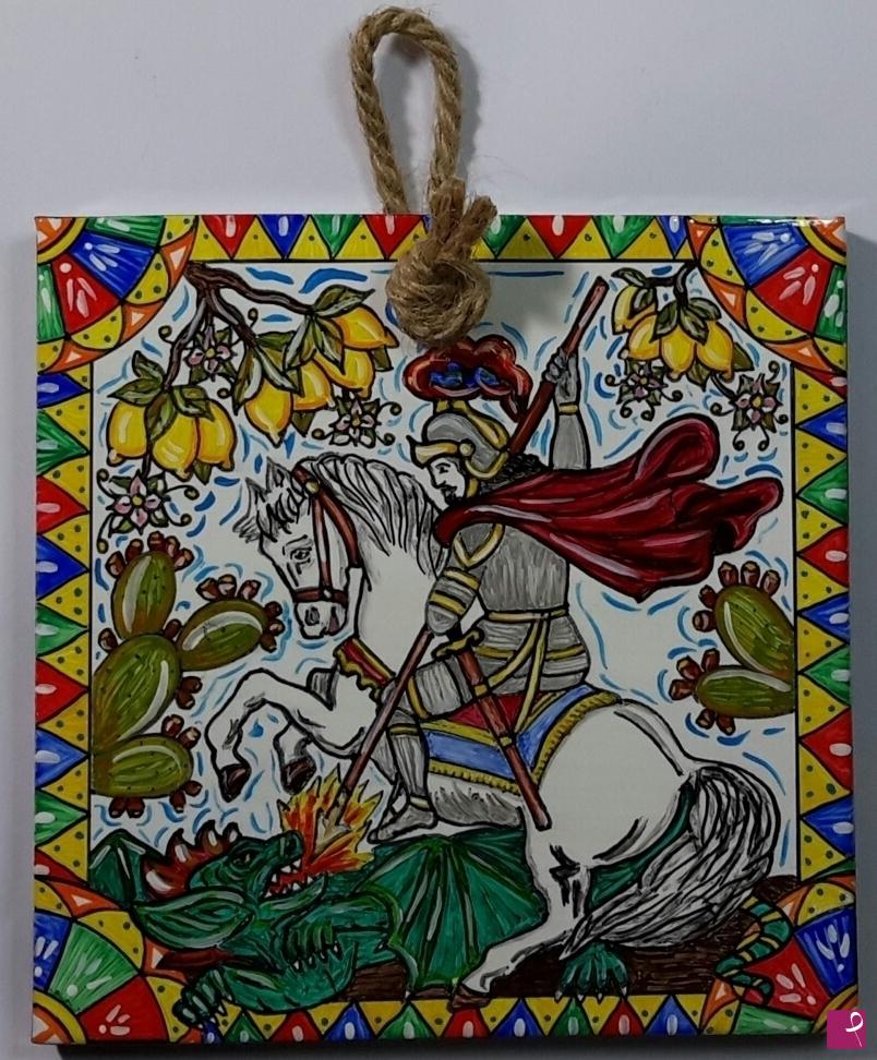 quadri in vendita online - Ceramica siciliana - collezione 2019  n.° 56   serie: souvenir siciliani 