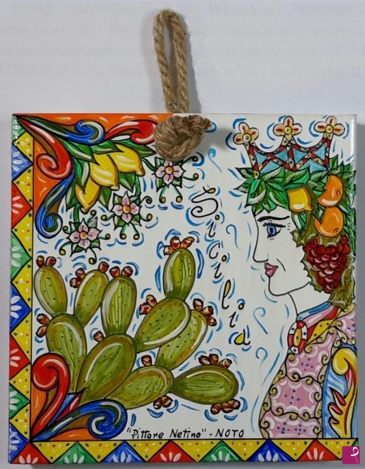 quadri in vendita online - Ceramica siciliana - collezione 2019 n.° 59 serie : souvenir siciliani 