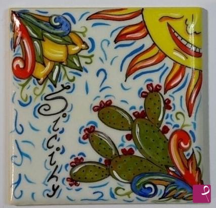 quadri in vendita online - Ceramica siciliana - collezione 2019 n.° 67  serie : souvenir siciliani