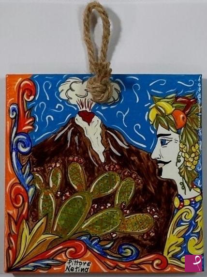 quadri in vendita online - Ceramica siciliana - collezione 2019 n.° 74  serie : souvenir siciliani