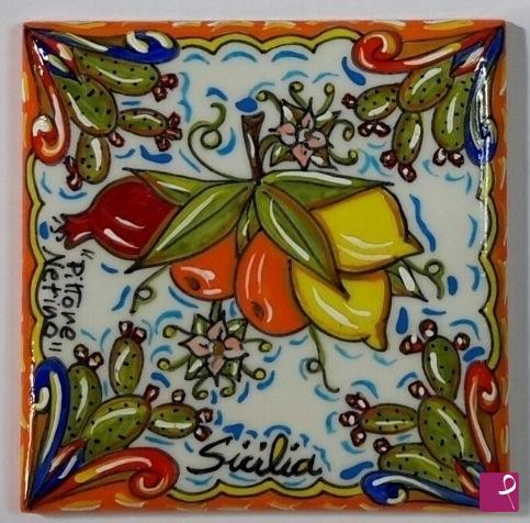 quadri in vendita online - Ceramica siciliana - collezione 2019 n.° 75 serie : souvenir siciliani 