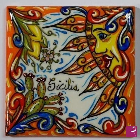 quadri in vendita online - Ceramica siciliana - collezione 2019 n.° 77  serie: souvenir siciliani 