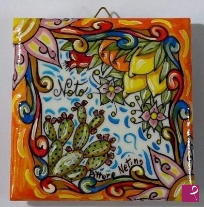quadri in vendita online - Ceramica siciliana - collezione 2019 n.° 87  sereie :  souvenir siciliani