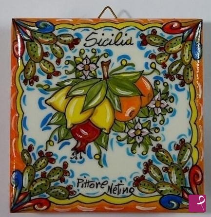 quadri in vendita online - Ceramica siciliana - collezione 2019 n.° 90  serie : souvenir siciliani
