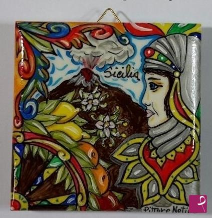 quadri in vendita online - Ceramica siciliana - collezione 2019 n.° 92 serie : souvenir siciliani