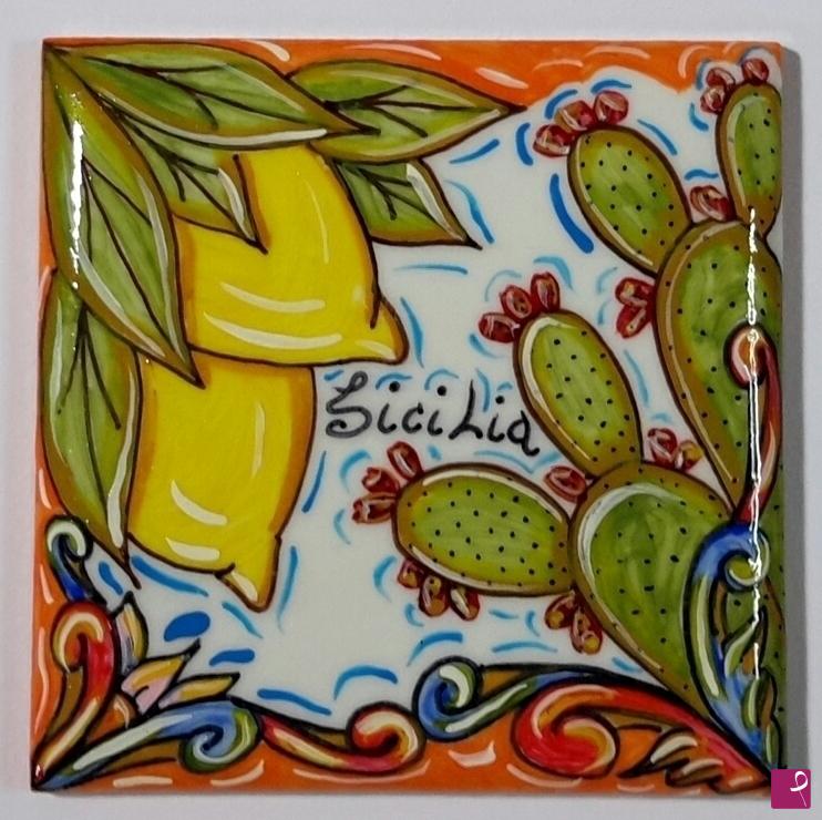 quadri in vendita online - Ceramica siciliana - collezione 2019 n.°61  serie : souvenir siciliani