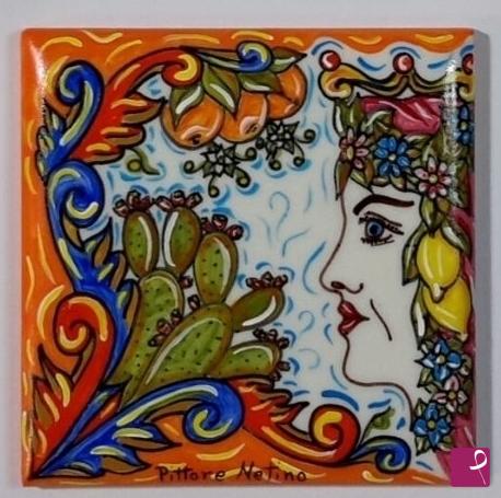 quadri in vendita online - Ceramica siciliana - collezione 2019 n.°69 serie : souvenir siciliani