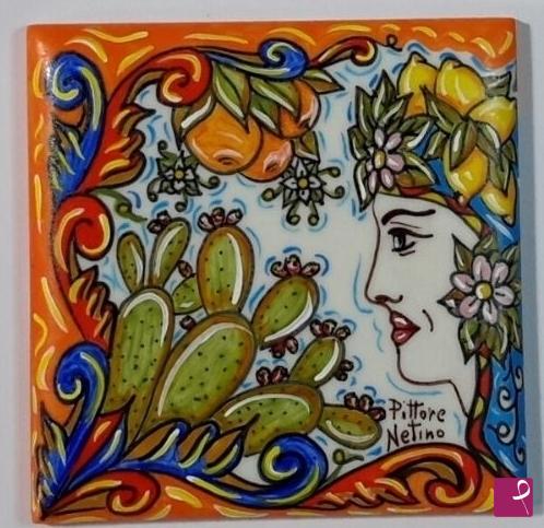 quadri in vendita online - Ceramica siciliana - collezione 2019 n.°70 serie : souvenir siciliani
