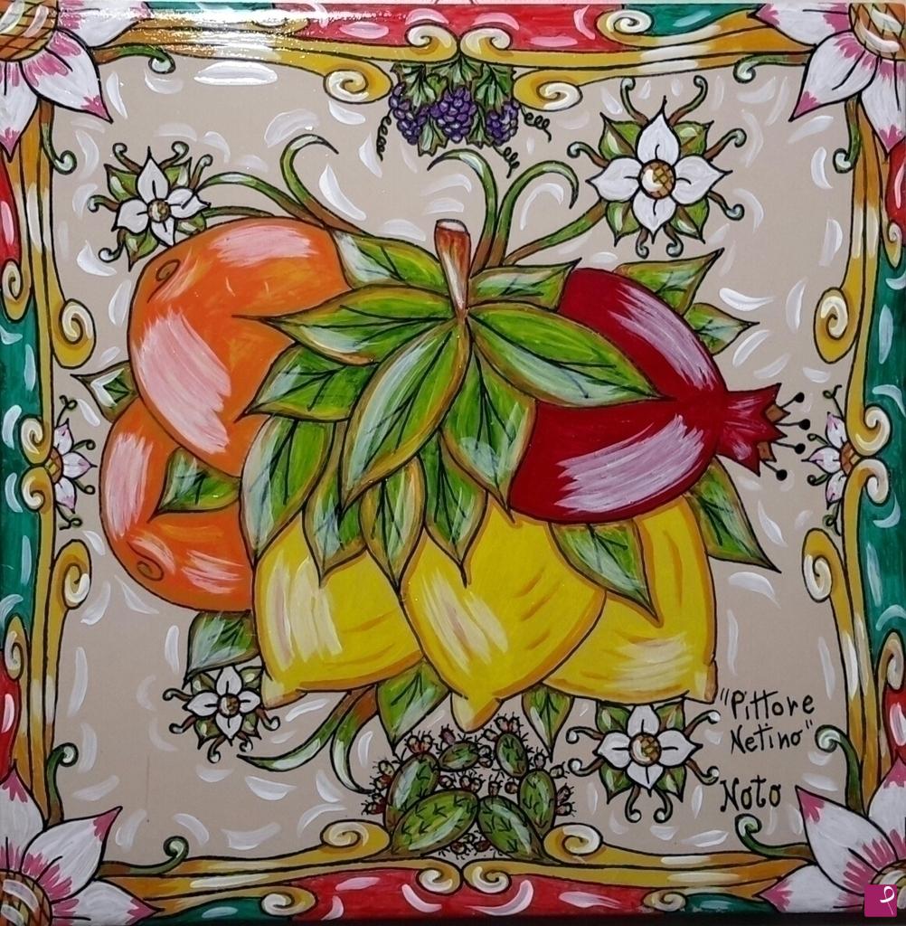 quadri in vendita online - Ceramica siciliana - collezione 2021 n.° 26 serie : souvenir siciliani 