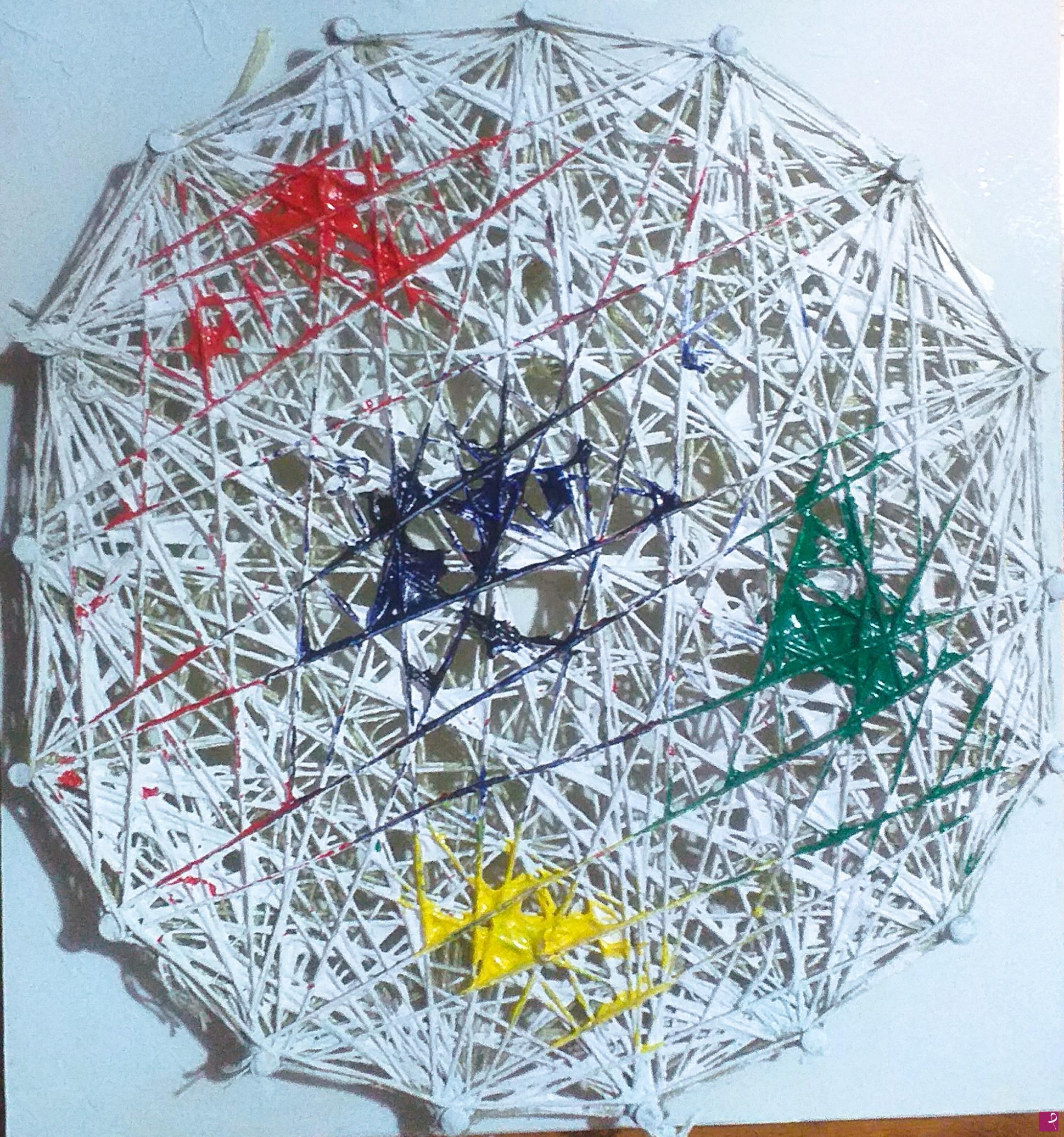 quadri in vendita online - Cerchio bianco con spruzzi colorati