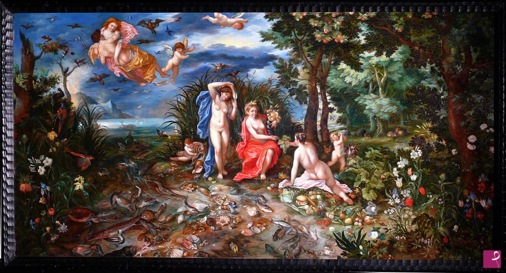 quadri in vendita online - CERERE E L'ALLEGORIA DEGLI ELEMENTI.- CERERE AND THE ALLEGORY OF THE ELEMENTS