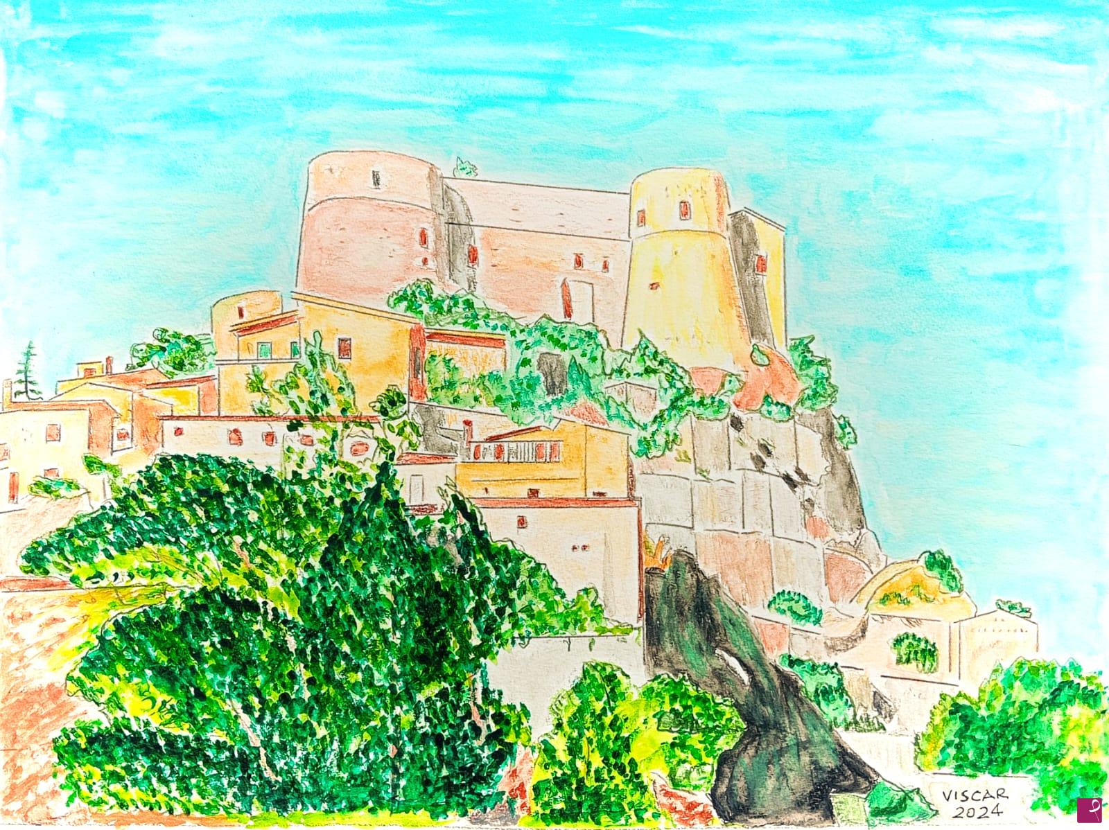 quadri in vendita online - Cerro al Volturno. Castello Pandone anno 2024