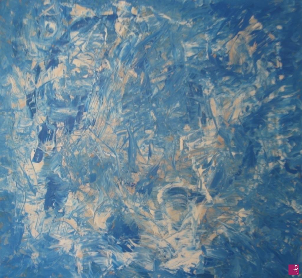 quadri in vendita online - Cerulean astratto informale grande formato blu ceruleo 100 cm originale firmato autentico