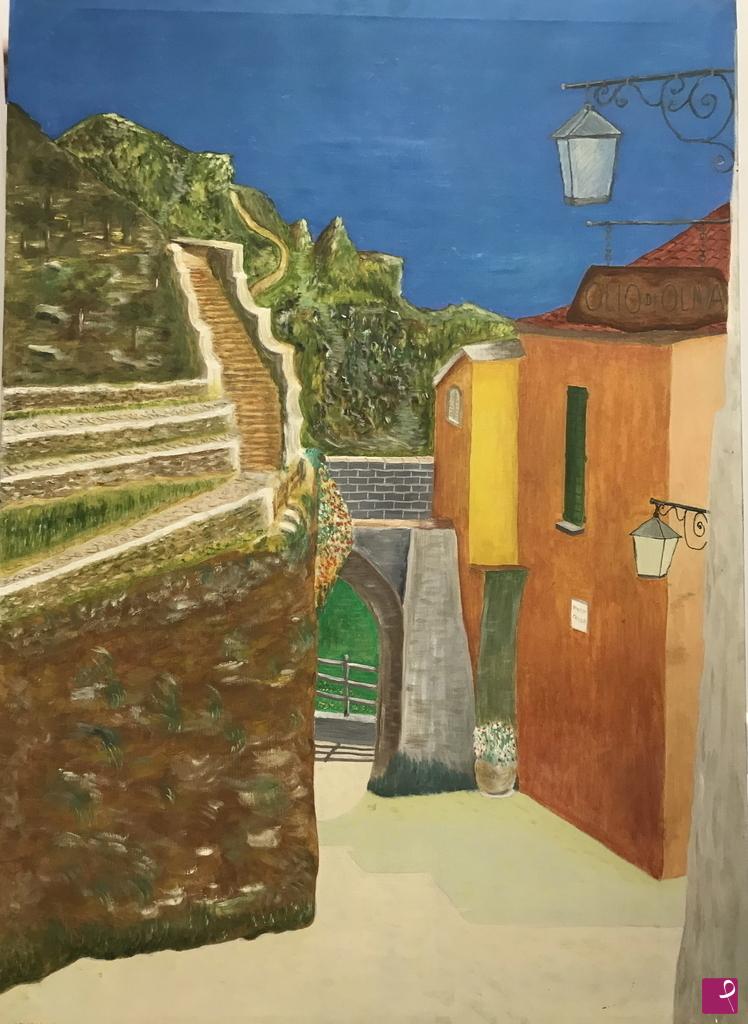 quadri in vendita online - Cervo borgo medioevale 