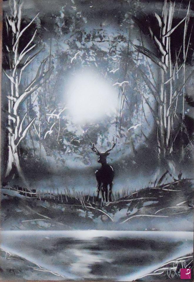 quadri in vendita online - CERVO NEL BOSCO INCANTATO