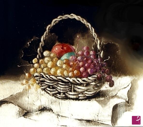 quadri in vendita online - Cesto con frutta