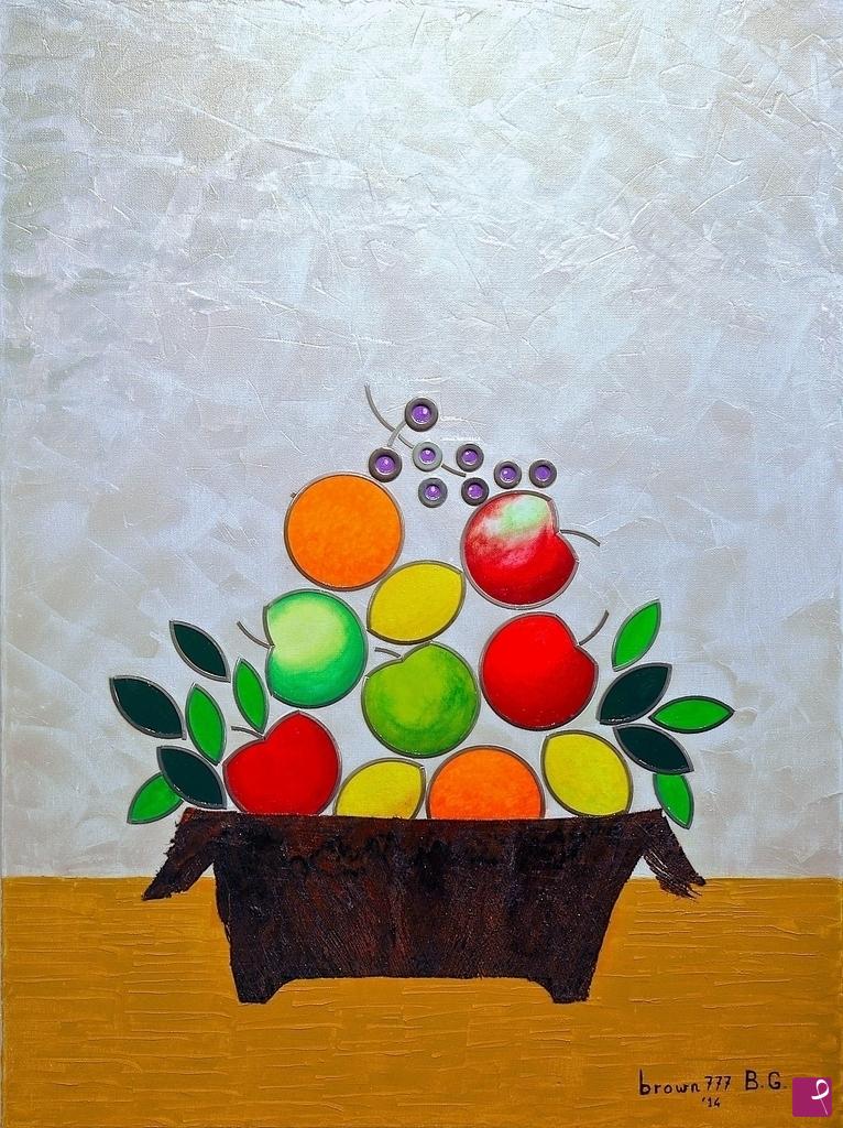 quadri in vendita online - Cesto con frutta