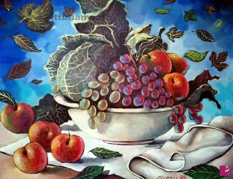 quadri in vendita online - Cesto con frutta