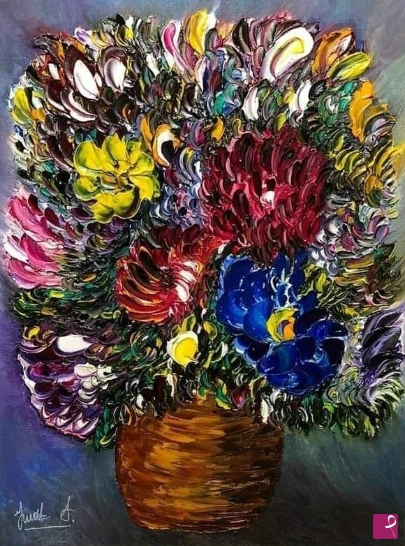 quadri in vendita online - Cesto con i fiori