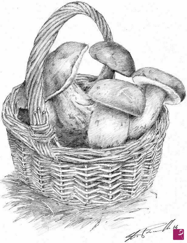 quadri in vendita online - Cesto con porcini