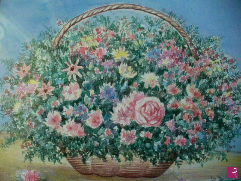 quadri in vendita online - Cesto di fiori
