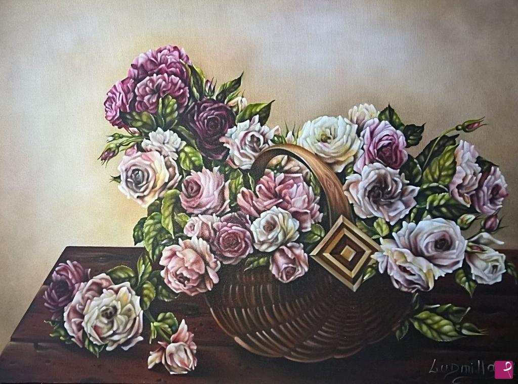 quadri in vendita online - cesto di rose