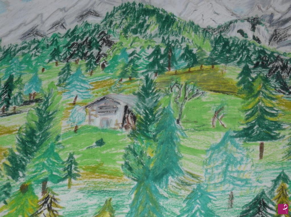 quadri in vendita online - Chalet di montagna