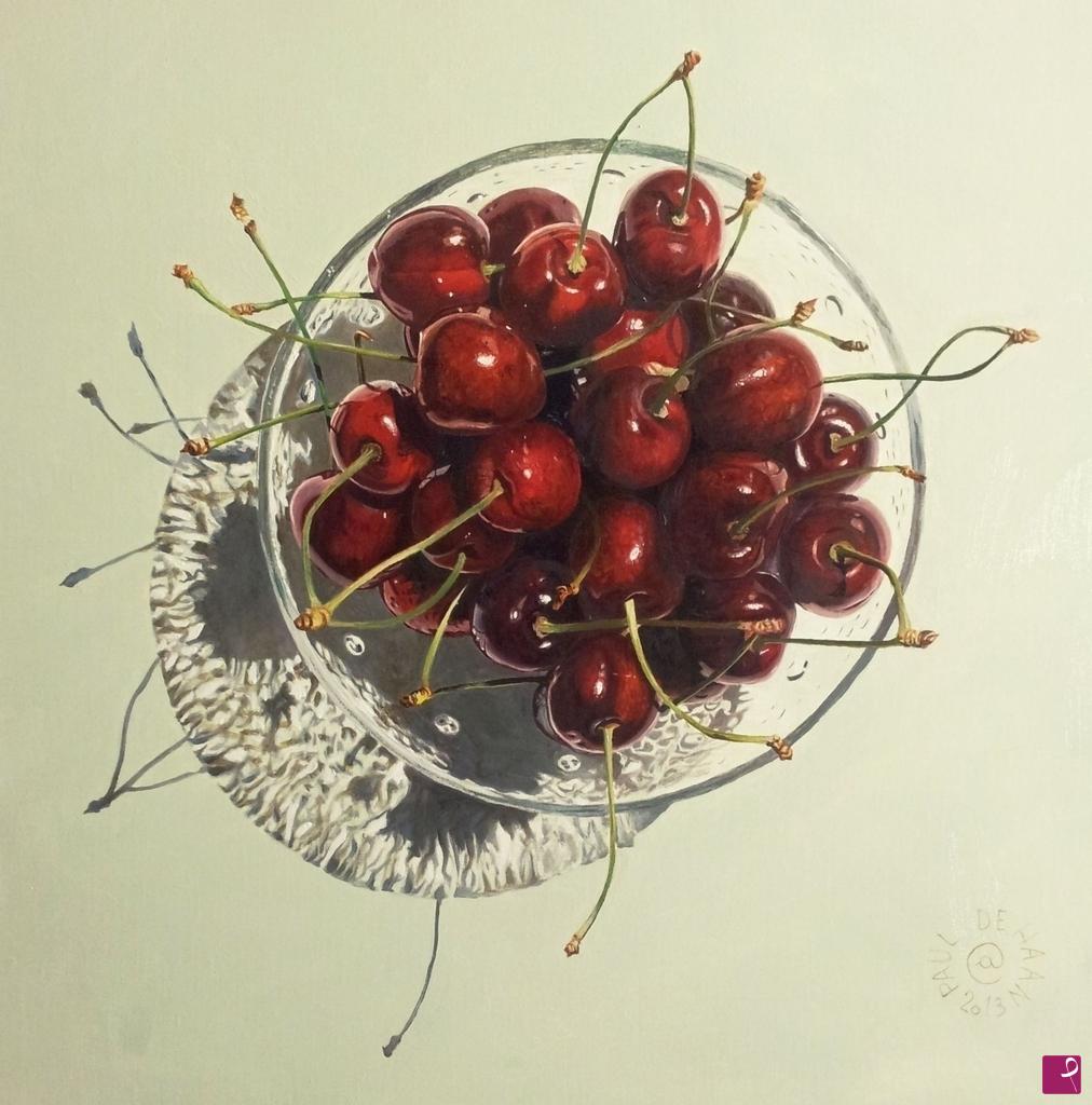 quadri in vendita online - Cherries in a bowl