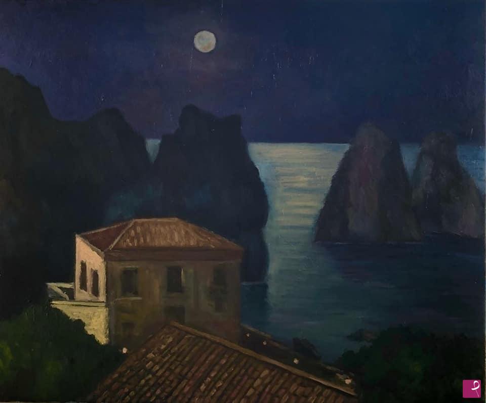 quadri in vendita online - Chiaro di luna a Scopello