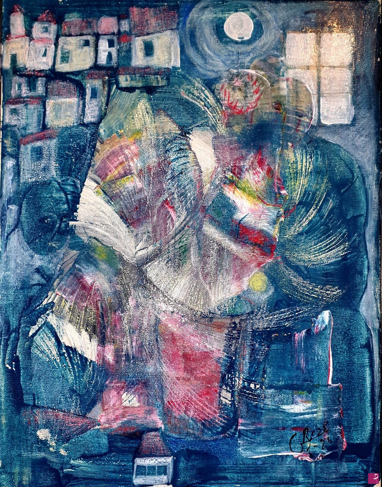quadri in vendita online - CHIARO DI LUNA  sui calanchi antichi 35x45 cm
